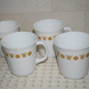 Bundle Corning 70s Coffee Cups Mugs Pyrex Butterfly Gold Milk Glass D Handle